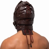 leather bondage hood, leather bdsm hood, leather bondage mask, leather hood