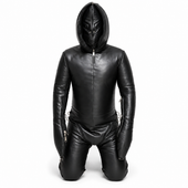 custom leather body suit, black leather full suit, leather padded bodysuit, leather hooded body suit, premium leather full suit