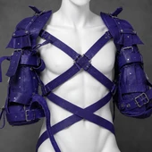 purple leather crawler harness, purple cowhide leather harness, full body leather harness, adjustable leather crawler harness, purple pet play harness, leather pet crawler harness, leather harness