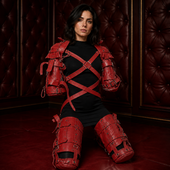 red leather crawler harness, red cowhide leather harness, full body leather harness, adjustable leather crawler harness, red pet play harness, leather pet crawler harness, leather harness