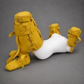 yellow leather pet crawler harness, cowhide leather, restraint harness
