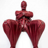 leather bondage puppy suit, leather puppy suit, bondage leather suit, quilted leather straitjacket, leather restraint suit