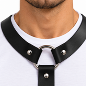 spiked leather body harness, leather chest harness, studded leather harness, leather clubwear harness, leather fashion harness