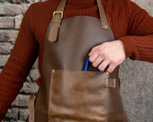 Model using Woodworking Leather Apron - pocket image