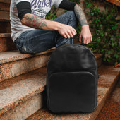 Black leather backpack, leather backpack, leather laptop bag, leather school bag, leather book bag