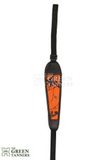 orange and black leather gun strap, rifle sling strap, shotgun strap