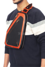 Image of model wear Men's Leather Sling Bag