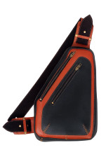 Image of model wear Men's Leather Sling Bag Image of model wear Men's Leather Sling Bag