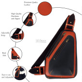 Image of model wear Men's Leather Sling Bag Image of model wear Men's Leather Sling Bag