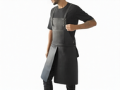 Front view of model wearing Welders Leather Apron