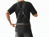 Backside view of model wearing Welders Leather Apron