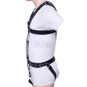 side view - full body gay leather chest harness