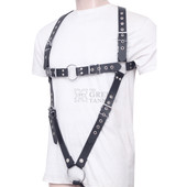 Front Angle View - Full Body Gay Leather Chest Harness