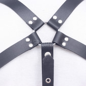 upper front view - full body gay leather chest harness