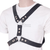 men's leather y-harness - side view, leather harness, leather gay harness, leather bondage harness, men's leather harness, leather harness for men, bondage harness, gay harness, gay leather harness