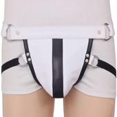 Leather Gay Jockstrap with Black Stripe - Main Image Leather Gay Jockstrap with Black Stripe - Main Image