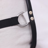 Leather Gay Jockstrap with Black Stripe - Buckle View
