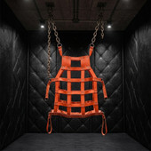 six point leather swing with leg loop -  front  view, leather swing, leather sex swing, leather sex sling, leather bondage sex sling
