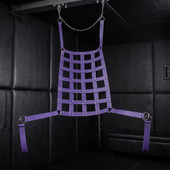 purple leather bondage suspension sling with chains, leather sex swing, leather bondage suspension sling, leather bondage sex sling, leather sex sling