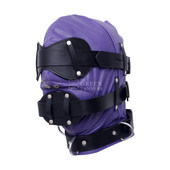 Leather BDSM Mask With Mouth Plug - Side Angle