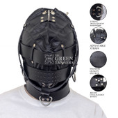 leather hood, leather bondage hood, leather bdsm hood, leather bondage mask, bdsm face mask, bdsm leather mask, leather sex mask