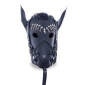 Leather Pony Play Face Mask Bondage Hood - Main Image Leather Pony Play Face Mask Bondage Hood - Main Image