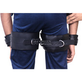 Wrist to Thigh Leather Handcuffs- Back View Wrist to Thigh Leather Handcuffs- Back View