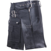 Leather Gladiator Kilt with Side Pockets - Back Image