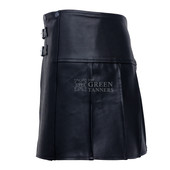 Leather Steampunk Kilt with Front Buckle Closure -Side View