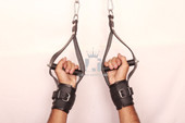 leather suspension cuffs, suspension cuffs, leather wrist cuffs, bondage suspension cuffs, bdsm suspension cuffs