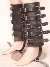 leather leg binders, leg binders, leather restraints