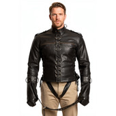 leather straitjacket bondage, leather straight jacket, straight jacket BDSM, leather straitjackets