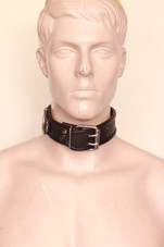 leather bdsm collar, leather bondage collar, leather slave collar, leather neck restraint, leather collar with dual pin buckle