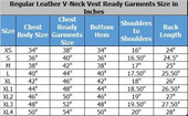 mens leather vest size chart