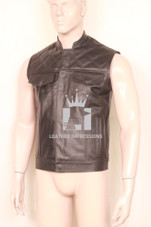 leather vest, gay leather vest, leather vest bdsm, bondage leather vest