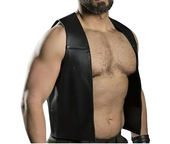 mens leather bar vest
