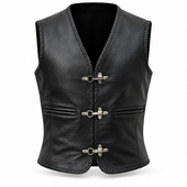 black leather vest, men's leather vest, motorcycle vest, biker leather vest, sleeveless leather vest