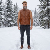 leather vest, gay leather vest, leather vest bdsm, bondage leather vest, leather puffer vest, quilted vest