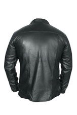 Back View of Men’s Black Leather Shirt – Premium Handmade Design