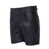 Leather Men Shorts for BDSM Gear - Side Angled View