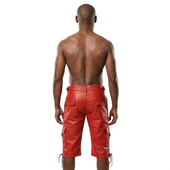leather shorts, leather shorts bondage, leather shorts bdsm, leather gay shorts, gay leather shorts, knee length shorts