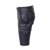 Mens Leather Cargo Shorts - Side Image