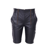 Mens Leather Cargo Shorts - Main Image