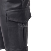 Mens Leather Cargo Shorts - Close Side Angle