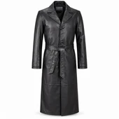 leather coat, leather long coat, leather trench coat, leather overcoat