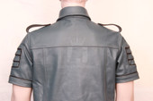 Leather military style shirt, leather BDSM shirt, Bondage leather Shirt, Leather Police Shirt fetish