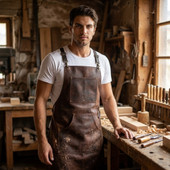 Premium Leather BBQ Apron with Tool Pockets