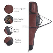 brown leather rifle case with exterior pocket brown leather rifle case with exterior pocket