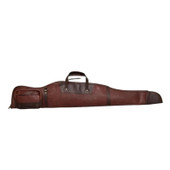 brown leather rifle case with exterior pocket