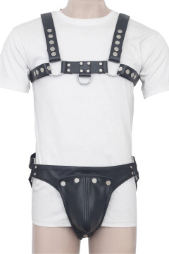 Black Leather Harness With Jockstrap Black Leather Harness With Jockstrap